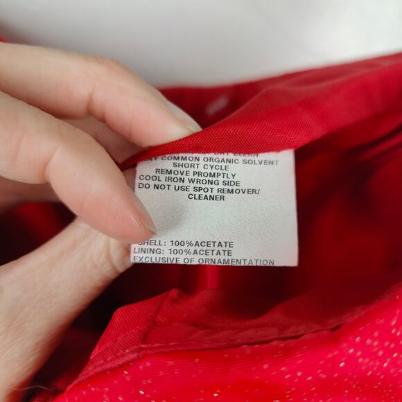 Vintage 90s Jessica McClintock for Gunne Sax Gown Womens 8/9 Red Glitter Glam - Picture 5 of 9